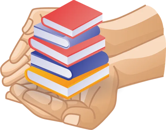 Hand giving stack of books to read  Illustration