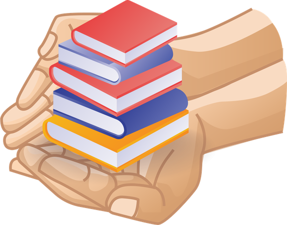 Hand giving stack of books to read  Illustration