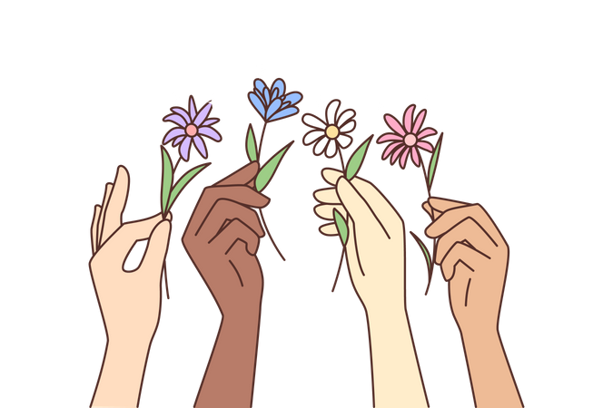 Hand hält Blume  Illustration
