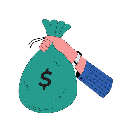 Hand hält einen Sack voll Geld  Illustration