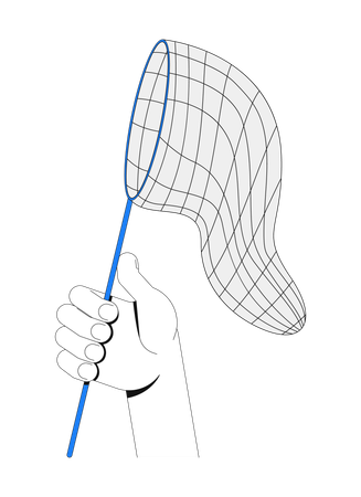 Hand hält Fangnetz ausgestreckt  Illustration