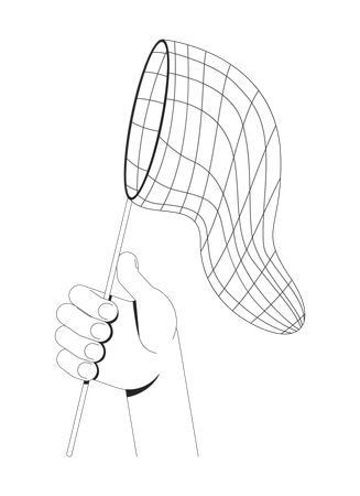 Hand hält Fangnetz ausgestreckt  Illustration
