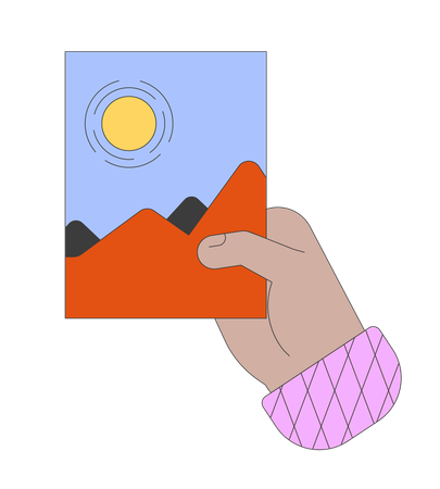 Hand hält Landschaftsbild  Illustration