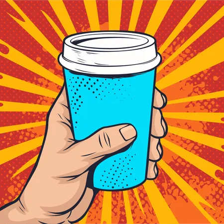 Hand hält Pappbecher Kaffee  Illustration