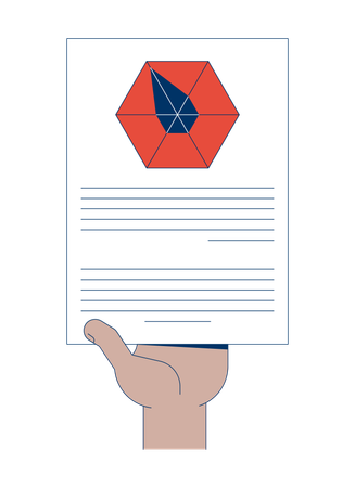 Hand hält sechseckigen Datendiagrammbericht  Illustration