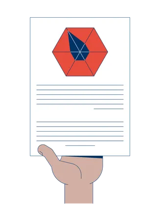 Hand hält sechseckigen Datendiagrammbericht  Illustration