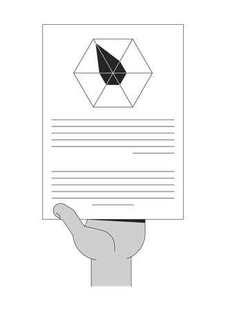 Hand hält sechseckigen Datendiagrammbericht  Illustration