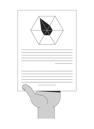 Hand hält sechseckigen Datendiagrammbericht  Illustration