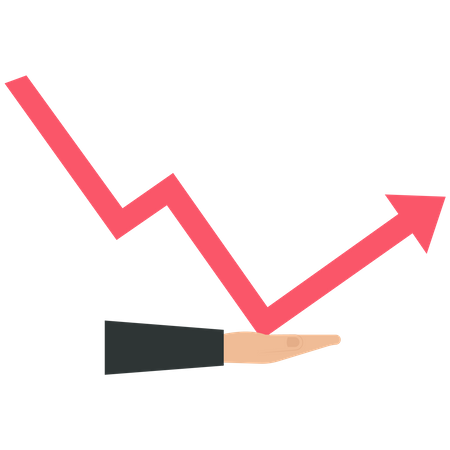 Hand helping graph to move up  Illustration