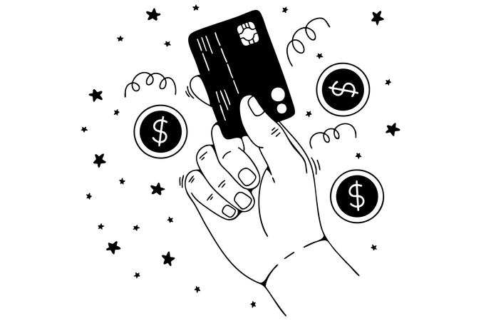 クレジットカードを持っている手  イラスト