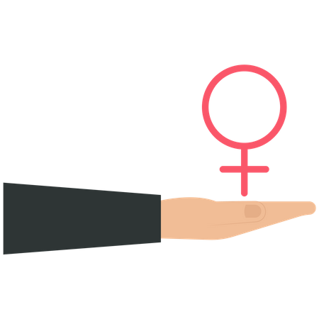 Hand holding a female symbol  Illustration