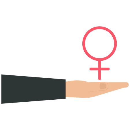 Hand holding a female symbol  Illustration