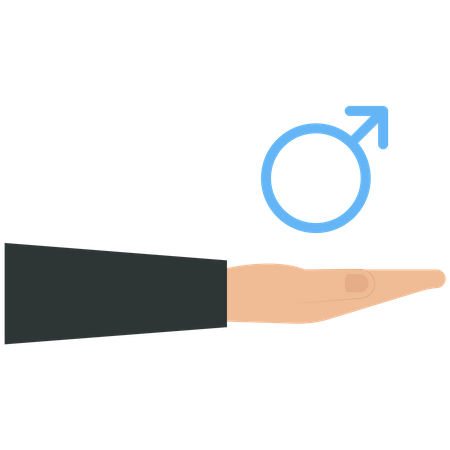 Hand holding a male symbol  Illustration
