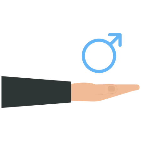 Hand holding a male symbol  Illustration