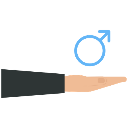 Hand holding a male symbol  Illustration