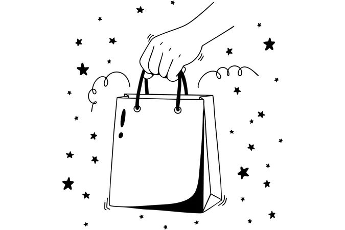 Hand holding a shopping bag  Illustration