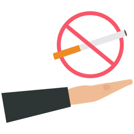 Hand holding a stop smoking symbol  Illustration