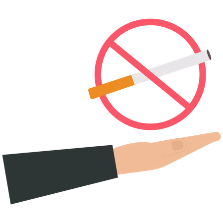 Hand holding a stop smoking symbol  Illustration
