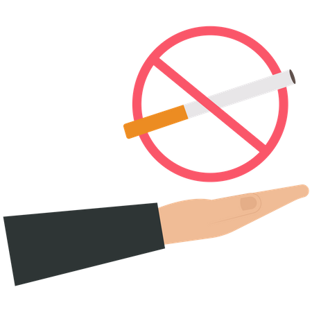 Hand holding a stop smoking symbol  Illustration