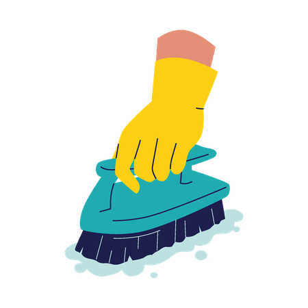 Hand holding bathroom cleaning brush  Illustration