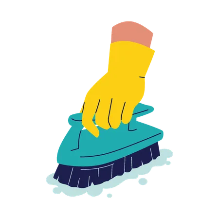 Hand holding bathroom cleaning brush  Illustration