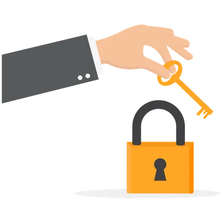 Hand holding big key while reset password  Illustration