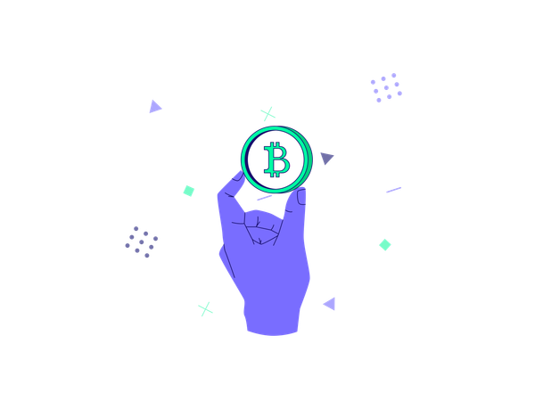 Hand holding bitcoin  Illustration