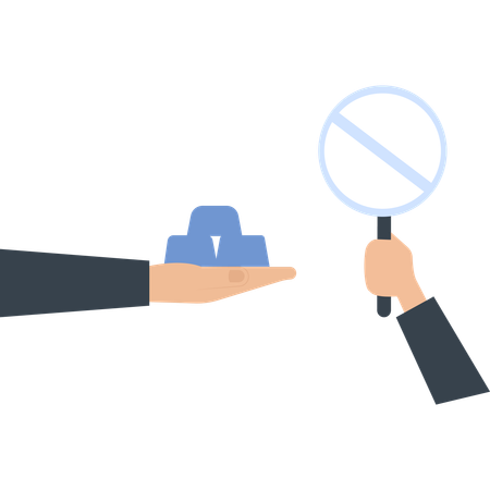 Hand holding blue bars and another hand with  no sign  Illustration
