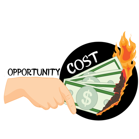 Hand holding burning dollar bills  Illustration