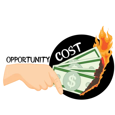 Hand holding burning dollar bills  Illustration