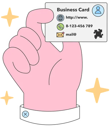 Hand holding business card  イラスト