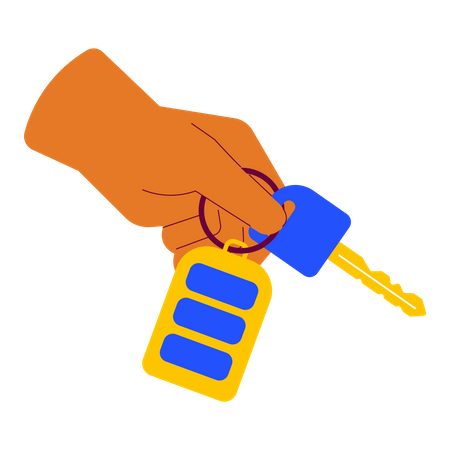 Hand holding car key  Illustration