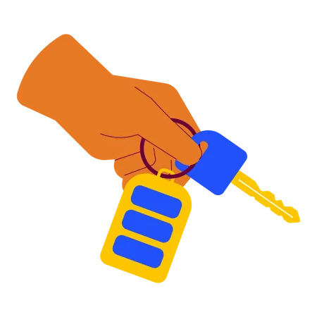 Hand holding car key  Illustration