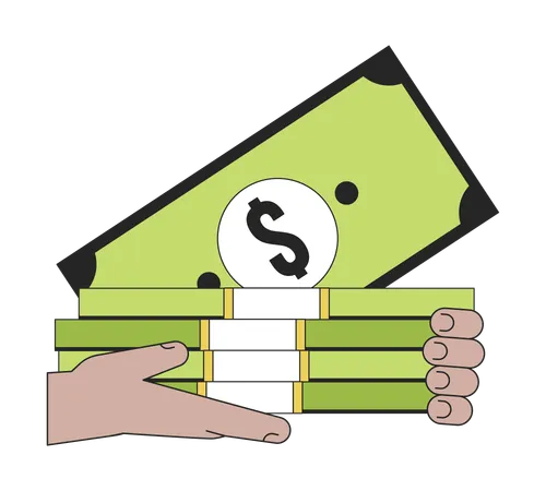 Hand holding cash  Illustration