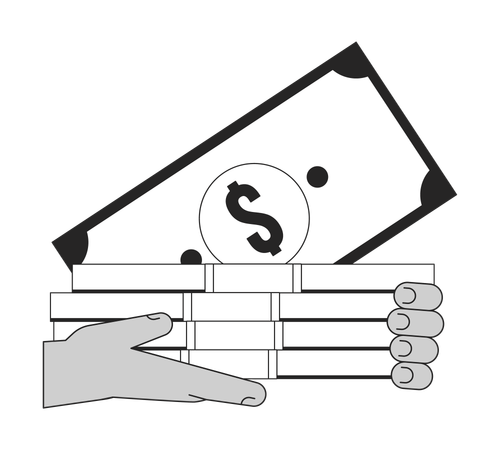Hand holding cash  イラスト