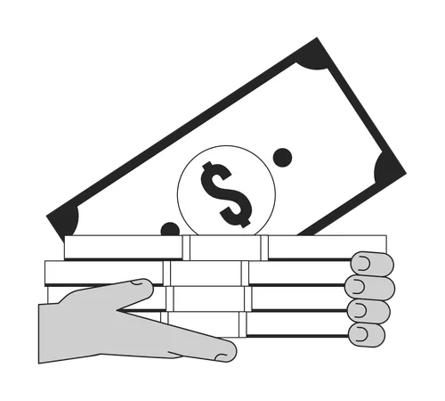 Hand holding cash  Illustration