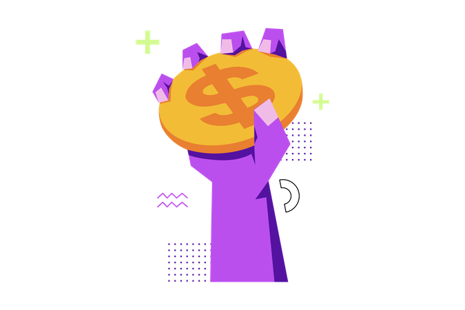 Hand Holding Coin  Illustration