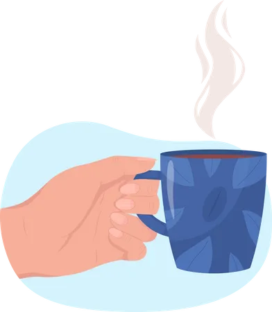 Hand holding cup of warm coffee Illustration