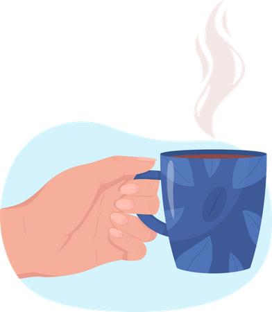 Hand holding cup of warm coffee  Illustration