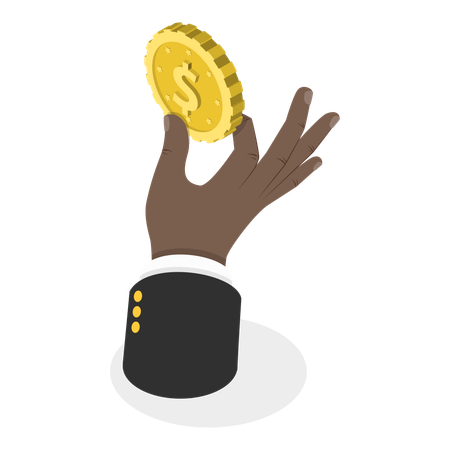 Hand holding dollar coin  Illustration