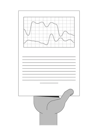 Hand holding dual-line graph report  Illustration