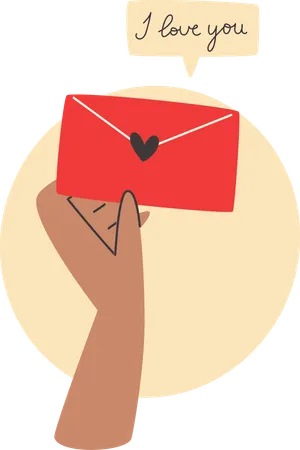 Hand holding envelope for Valentine's Day  Illustration