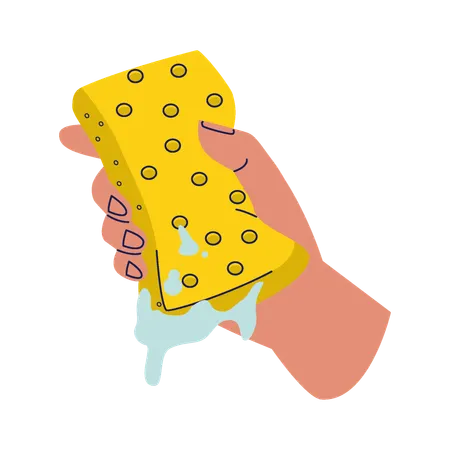 Hand Holding Foaming Sponge  Illustration