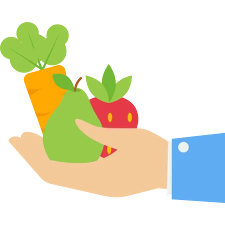 Hand Holding Fresh Vegetables Healthy Food Natural Organic Food For Menu Poster Banner Template Vector Illustration For Web Design Marketing Graphic Design Illustration