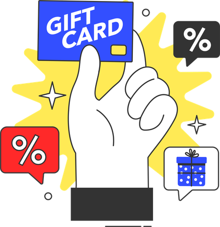 Hand holding gift card  Illustration