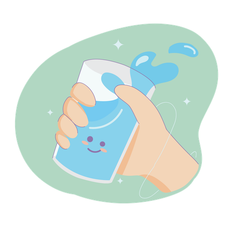 Hand holding glass of water  Illustration