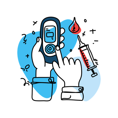 Hand holding glucose meter for sugar test  Illustration