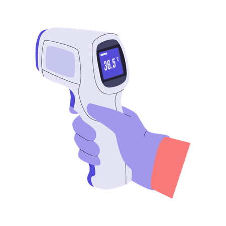 Hand Holding Infrared Thermometer Scanner  Illustration