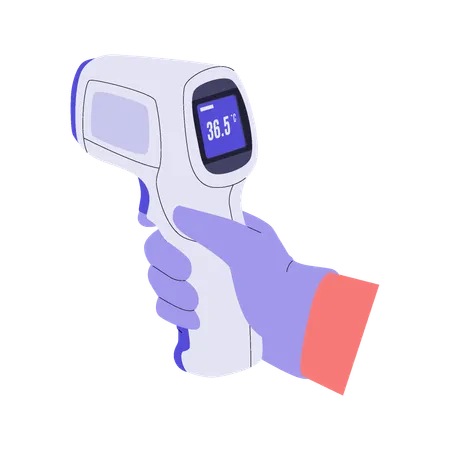 Hand Holding Infrared Thermometer Scanner  Illustration
