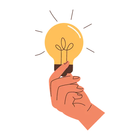 Hand Holding Light Bulb  Illustration